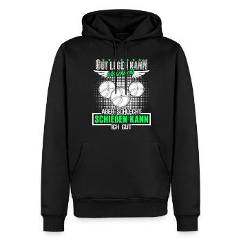 Boule Boccia Boulekugeln Spruch Petanque - Männer Premium Bio Hoodie - Schwarz - Vorne - Nico (187cm)