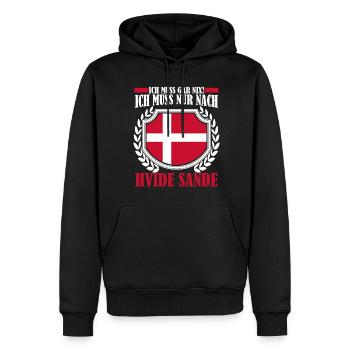 Hvide Sande Spruch Ringkøbing Fjord - Männer Premium Bio Hoodie - Schwarz - Vorne - Nico (187cm)
