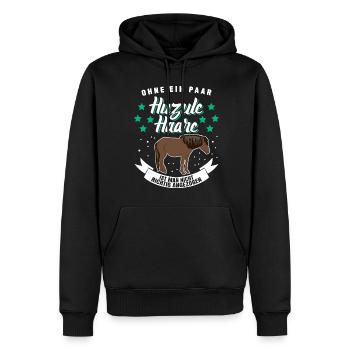 Huzule Reiter Pferd - Männer Premium Bio Hoodie - Schwarz - Vorne - Nico (187cm)