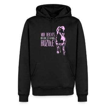 Huzule Spruch mit Pferd - Männer Premium Bio Hoodie - Schwarz - Vorne - Nico (187cm)
