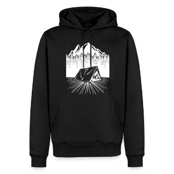 Outdoor Zelt Zelten Wandern Klettern - Männer Premium Bio Hoodie - Schwarz - Vorne - Nico (187cm)