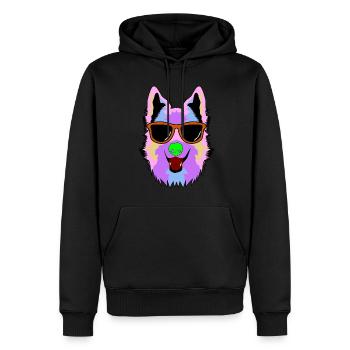 Berger blanc avec lunettes de soleil - Sweat à capuche Premium bio Homme - noir - Devant - Nico (187cm)