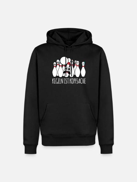 Kegeln ist Kopfsache - Männer Premium Bio Hoodie - Schwarz