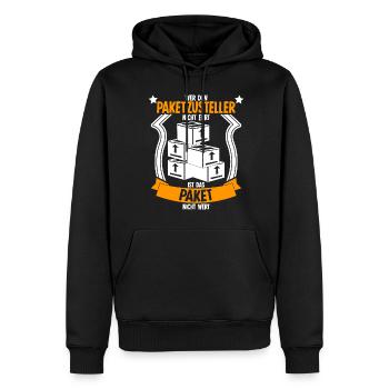 Paketzusteller Witz Paketbote - Männer Premium Bio Hoodie - Schwarz - Vorne - Nico (187cm)