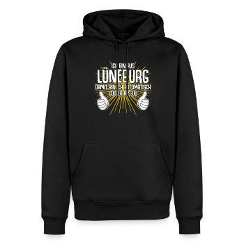 Lüneburg Spruch Lüneburger - Männer Premium Bio Hoodie - Schwarz - Vorne - Nico (187cm)