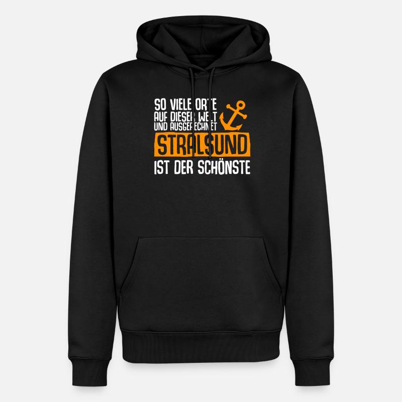 Stralsunder Spruch Stralsund - Männer Premium Bio Hoodie - Schwarz