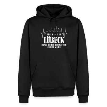 Lübeck Spruch Lübecker - Männer Premium Bio Hoodie - Schwarz - Vorne - Nico (187cm)
