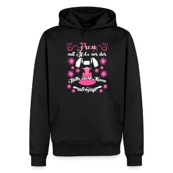 Single Frau Dirndl Party Alleinstehend - Männer Premium Bio Hoodie - Schwarz - Vorne - Nico (187cm)