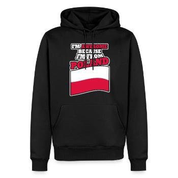 Pologne Pole Polska Drapeau polonais - Sweat à capuche Premium bio Homme - noir - Devant - Nico (187cm)