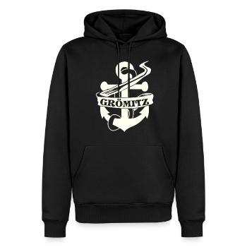 Grömitz Anker - Männer Premium Bio Hoodie - Schwarz - Vorne - Nico (187cm)