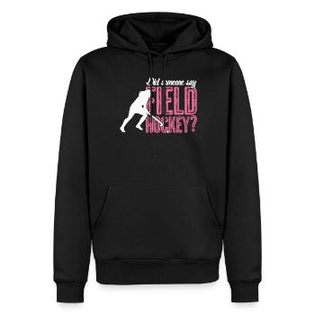 Joueuse de hockey sur gazon - Sweat à capuche Premium bio Homme - noir - Devant - Nico (187cm)