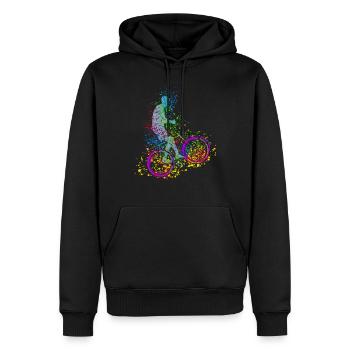 Cyclistes - Sweat à capuche Premium bio Homme - noir - Devant - Nico (187cm)