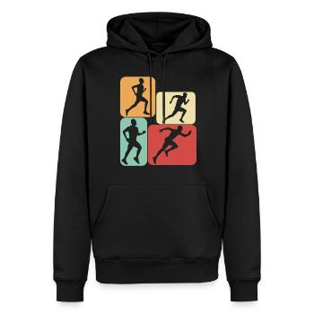 Runner Retro Running Running - Sweat à capuche Premium bio Homme - noir - Devant - Nico (187cm)