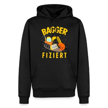 Baggerfahrer Baustelle Bagger - Männer Premium Bio Hoodie - Schwarz - Vorne - Nico (187cm)