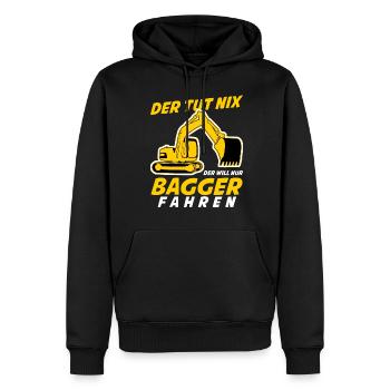 Bagger Witz Baustelle Baggerfahrer - Männer Premium Bio Hoodie - Schwarz - Vorne - Nico (187cm)
