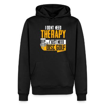Disc golf Frisbee Therapy Discgolf - Men’s Premium Organic Hoodie - black - Front - Nico (187cm)