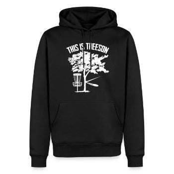 Disc golf Frisbee Tree Disc Golf - Sweat à capuche Premium bio Homme - noir - Devant - Nico (187cm)