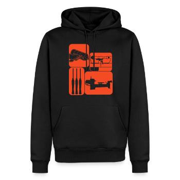 Machine de tournage sur bois - Sweat à capuche Premium bio Homme - noir - Devant - Nico (187cm)