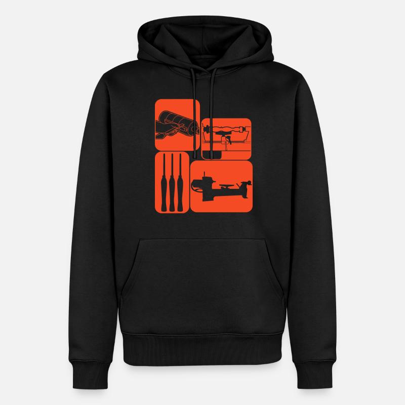 Machine de tournage sur bois - Sweat à capuche Premium bio Homme - noir