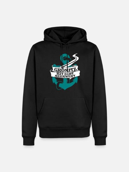 Grömitz Meerwert Ostsee - Männer Premium Bio Hoodie - Schwarz