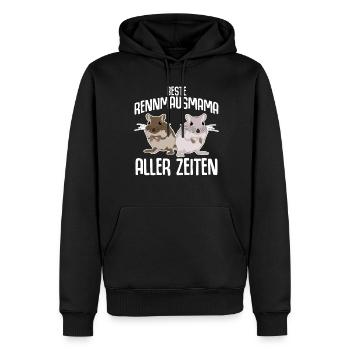 Rennmausmama mit Rennmäusen - Männer Premium Bio Hoodie - Schwarz - Vorne - Nico (187cm)
