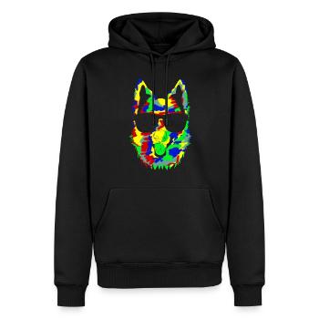 Chien de berger blanc avec lunettes de soleil - Sweat à capuche Premium bio Homme - noir - Devant - Nico (187cm)