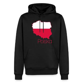 Pologne Drapeau polonais Mât - Sweat à capuche Premium bio Homme - noir - Devant - Nico (187cm)