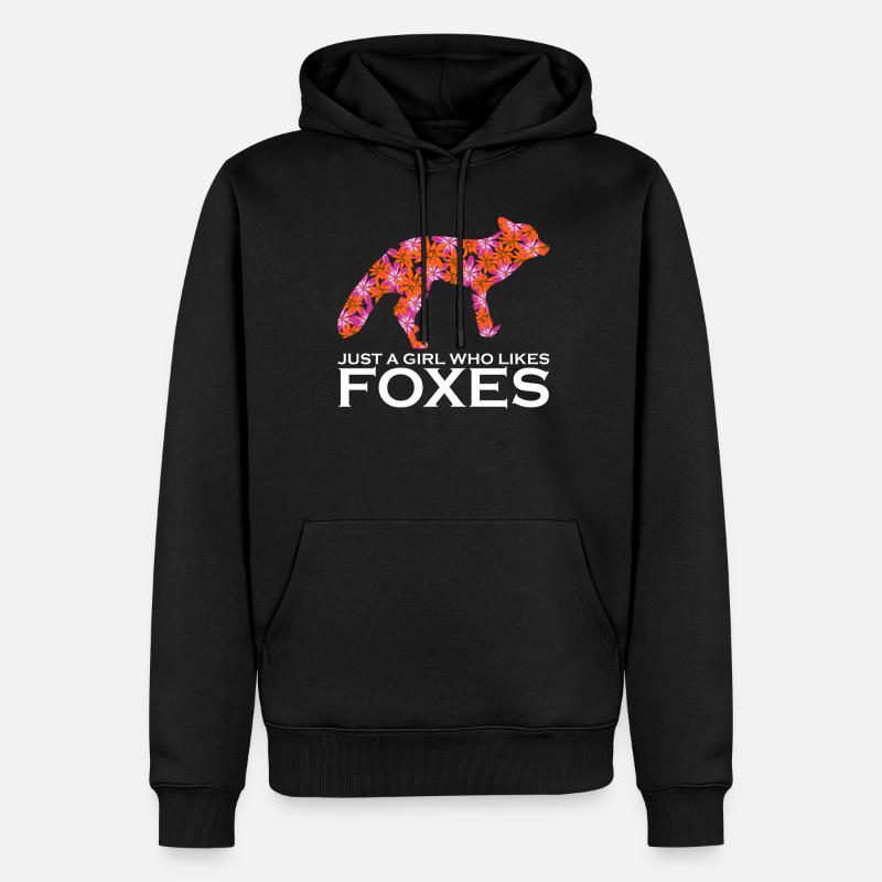 Renard avec des fleurs - Sweat à capuche Premium bio Homme - noir