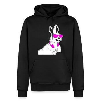 Lapin avec écouteurs et lunettes de soleil - Sweat à capuche Premium bio Homme - noir - Devant - Nico (187cm)