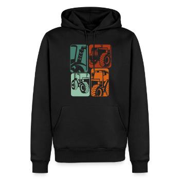 Tractor Retro Tractor Driver Tractor - Men’s Premium Organic Hoodie - black - Front - Nico (187cm)