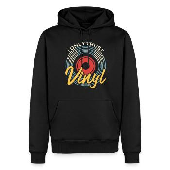I only trust Vinyl Vintage Schallplatte - Männer Premium Bio Hoodie - Schwarz - Vorne - Nico (187cm)