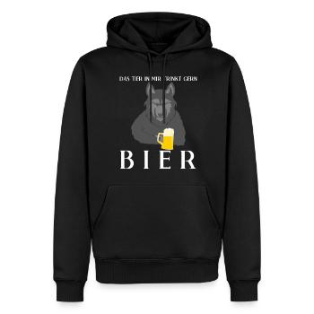 Wolf mit Bier Natur Wölfe - Männer Premium Bio Hoodie - Schwarz - Vorne - Nico (187cm)