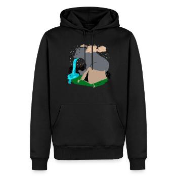 Randonnée en plein air Camping Ours Trekking - Sweat à capuche Premium bio Homme - noir - Devant - Nico (187cm)