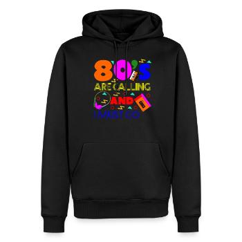 Années 80 1980 Party Disco Vintage Années 80 - Sweat à capuche Premium bio Homme - noir - Devant - Nico (187cm)
