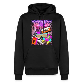 Années 80 Soirée Disco Années 80 - Sweat à capuche Premium bio Homme - noir - Devant - Nico (187cm)