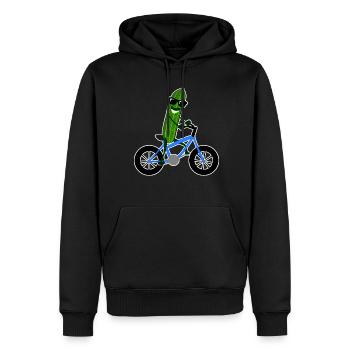 Gurke auf Fahrrad Gurken - Männer Premium Bio Hoodie - Schwarz - Vorne - Nico (187cm)