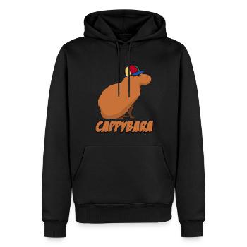 Capybara mit Cappy Capybaras - Männer Premium Bio Hoodie - Schwarz - Vorne - Nico (187cm)