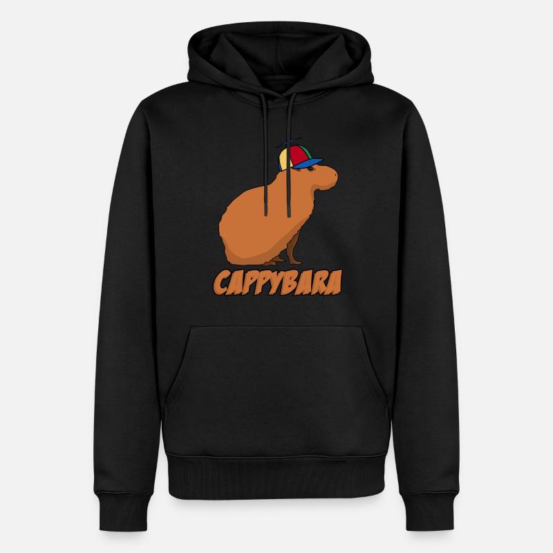 Capybara mit Cappy Capybaras - Männer Premium Bio Hoodie - Schwarz