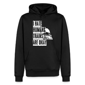 Eisenbahn Lokomotive Eisenbahner - Männer Premium Bio Hoodie - Schwarz - Vorne - Nico (187cm)