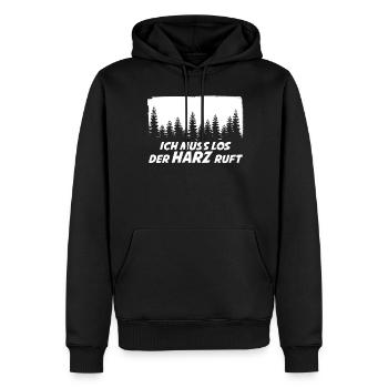 Harz ruft Brocken Wanderung Wandern - Männer Premium Bio Hoodie - Schwarz - Vorne - Nico (187cm)