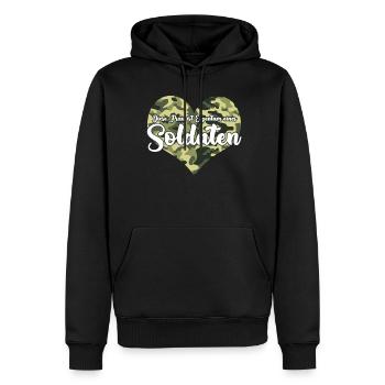 Soldatenfrau Spruch - Männer Premium Bio Hoodie - Schwarz - Vorne - Nico (187cm)
