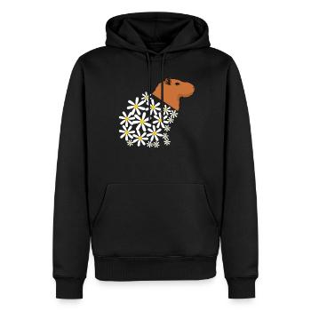 Gänseblümchen Capybara aus Blüten - Männer Premium Bio Hoodie - Schwarz - Vorne - Nico (187cm)