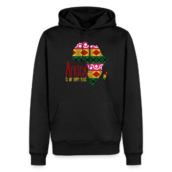 Afrique Vêtements Africains - Sweat à capuche Premium bio Homme - noir - Devant - Nico (187cm)