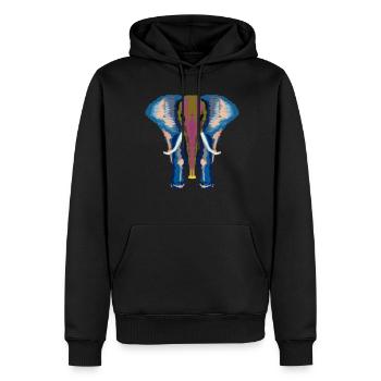 bunter Elefant - Männer Premium Bio Hoodie - Schwarz - Vorne - Nico (187cm)