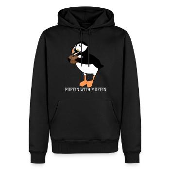 Macareux avec macareux moines - Sweat à capuche Premium bio Homme - noir - Devant - Nico (187cm)