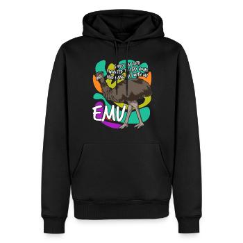 Emus Emu - Sweat à capuche Premium bio Homme - noir - Devant - Nico (187cm)