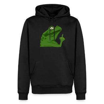 Frosch Mittelfinger Frösche - Männer Premium Bio Hoodie - Schwarz - Vorne - Nico (187cm)
