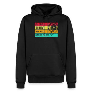 Turbolader Werkstatt Retro Tuning - Männer Premium Bio Hoodie - Schwarz - Vorne - Nico (187cm)