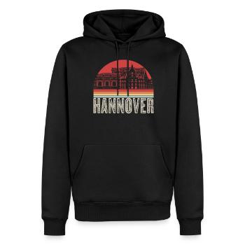Souvenir rétro de Hanovre - Sweat à capuche Premium bio Homme - noir - Devant - Nico (187cm)