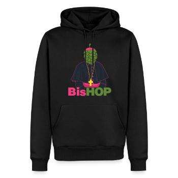 Hopfen Bischof Bier Brauerei - Männer Premium Bio Hoodie - Schwarz - Vorne - Nico (187cm)